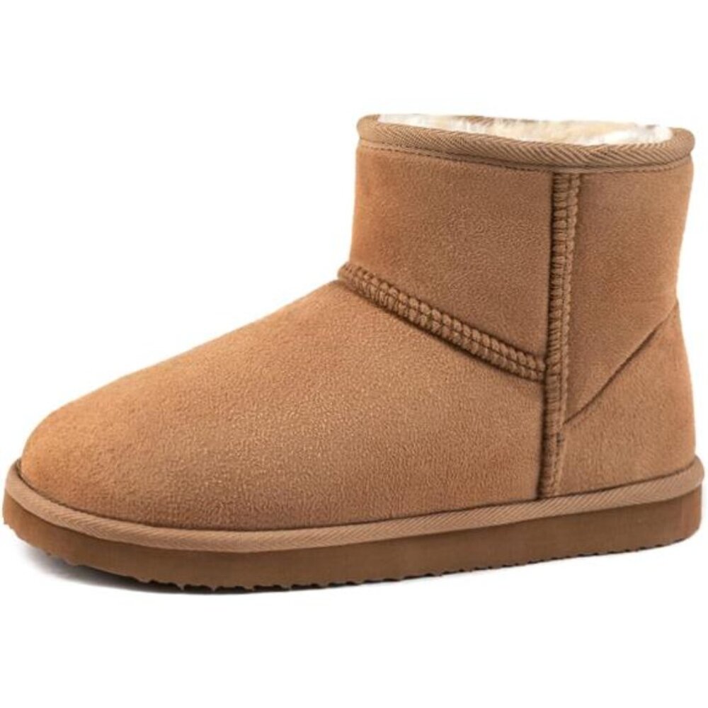 Womens Cozy Short Bootie Slippers Winter Warm Fuzzy Lined Hard Bottom House Shoe
